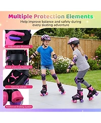 Hongge Kids Adjustable Outdoor Quad Roller Skates with Light-Up Wheels Ages 7-9