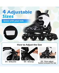 Hongge Adjustable Kids Inline Skates with Heel Brake and Light-Up Wheels Ages 9-14