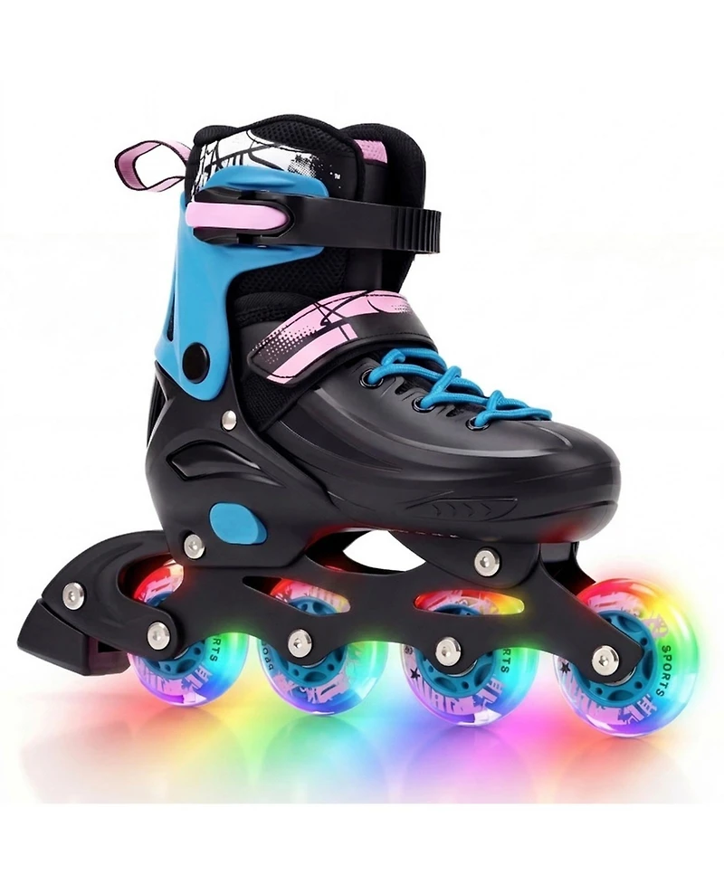 Hongge Kids Adjustable Inline Skates with Aluminum Frame and Light-Up Wheels Ages 5-7