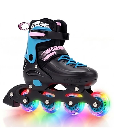Hongge Kids Adjustable Inline Skates with Aluminum Frame and Light-Up Wheels Ages 5-7