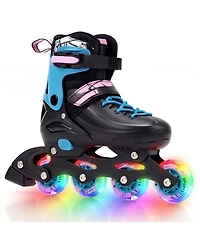 Hongge Kids Adjustable Inline Skates with Aluminum Frame and Light-Up Wheels Ages 5-7