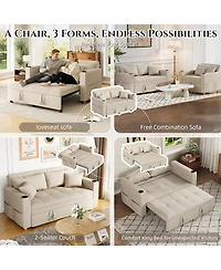 Aecojoy 63" Sleeper Chair Bed 3-in-1 Pull Out Loveseat Sofa with Adjustable Backrest