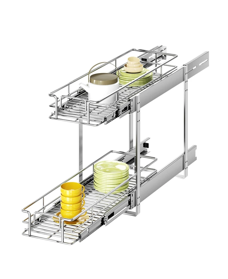 Lovmor 2 Tier Individual Pull Out Cabinet Organizer Slide Kitchen Storage Sliding Shelves