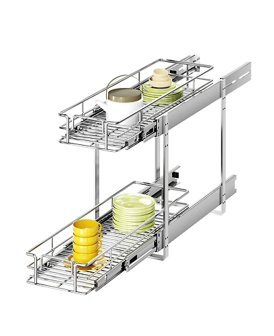 Lovmor 2 Tier Individual Pull Out Cabinet Organizer Slide Kitchen Storage Sliding Shelves