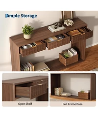 homfan 51" Farmhouse Entryway Table with Drawer, Rustic Narrow Console for Living Room, Hallway and Behind Couch, Easy Assembly