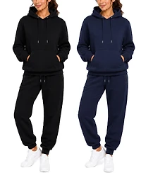 Blu Rock Women's Studio Jk Loose Fit Soft Fleece Cotton Blend Pullover Hoodie and Sweatpants Jogging Set (2 Full Sets)