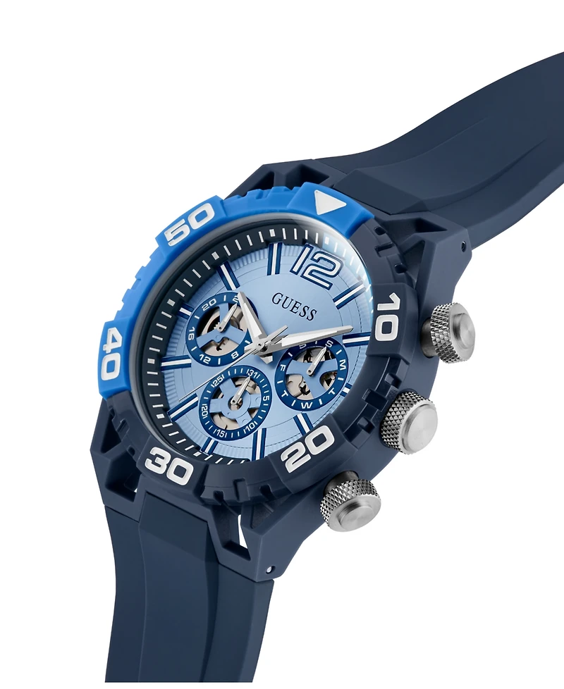 Guess Men's Quartz Blue Silicone Watch 46mm