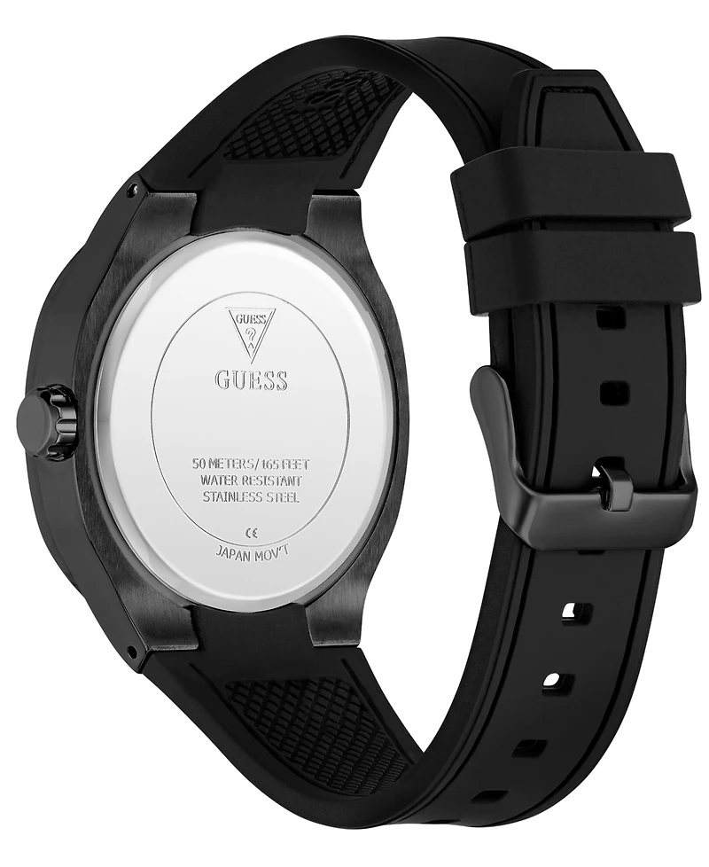 Guess Men's Quartz Black Silicone Watch 42mm