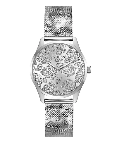 Guess Women's Silver-Tone Steel Mesh Watch 36mm