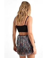 Nasty Gal Women's High-Waisted Metallic Tinsel Tiered Shorts, 15.75" Inseam