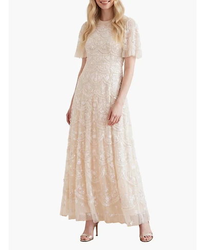 Needle & Thread Women's Lily Bloom Floral-Print Tiered Sequin Dress