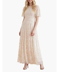 Needle & Thread Women's Lily Bloom Floral-Print Tiered Sequin Dress