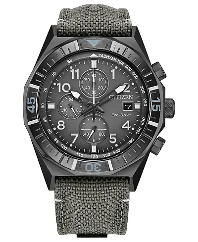 Citizen Men's Nighthawk Sport Casual Gray Nylon Strap Watch 42mm