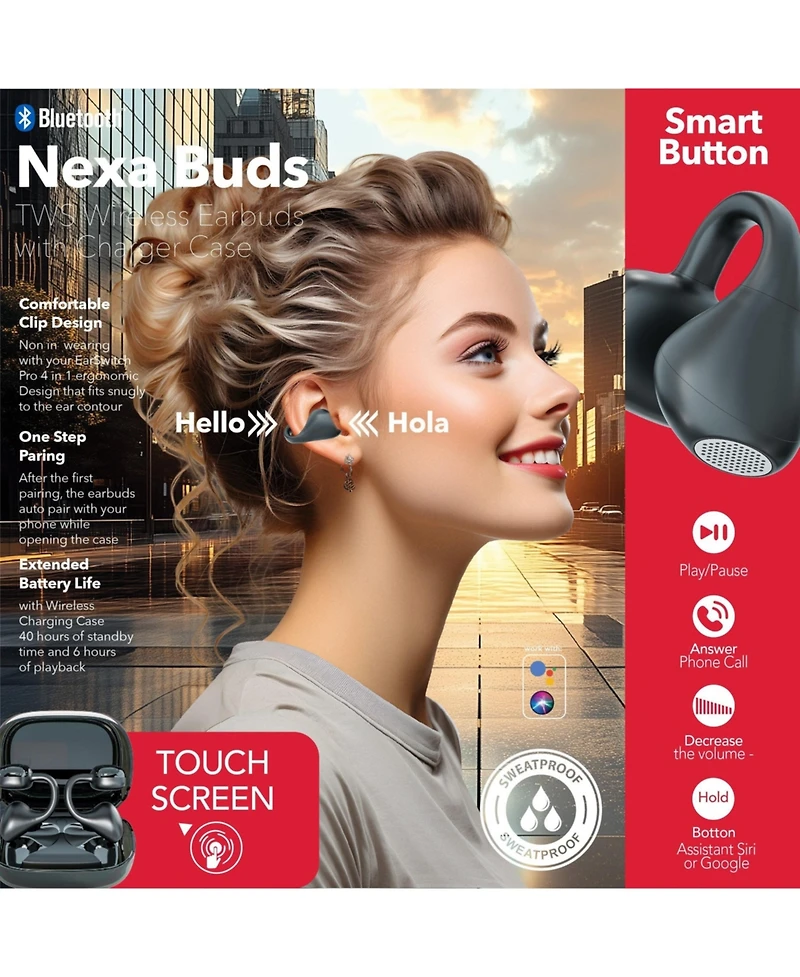 Rca Tune-48 True Wireless Earbuds with Touch Controls and Voice Assistant