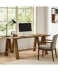 Tribesigns 63" Executive Office Desk, Farmhouse Wooden Computer Desk, Large Modern Writing Table for Home Office