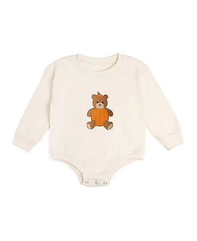 Sweet Wink Baby Boys Pumpkin Teddy Bear Patch Long Sleeve Romper