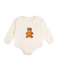 Sweet Wink Baby Boys Pumpkin Teddy Bear Patch Long Sleeve Romper