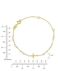 Macy's 14k Gold Over Sterling Silver Cross and Cultured Pearl Bracelet