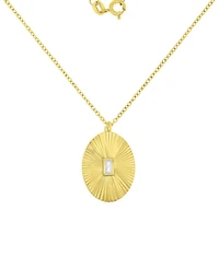 Macy's 14k Gold Over Sterling Silver Mirror Cut Oval Necklace