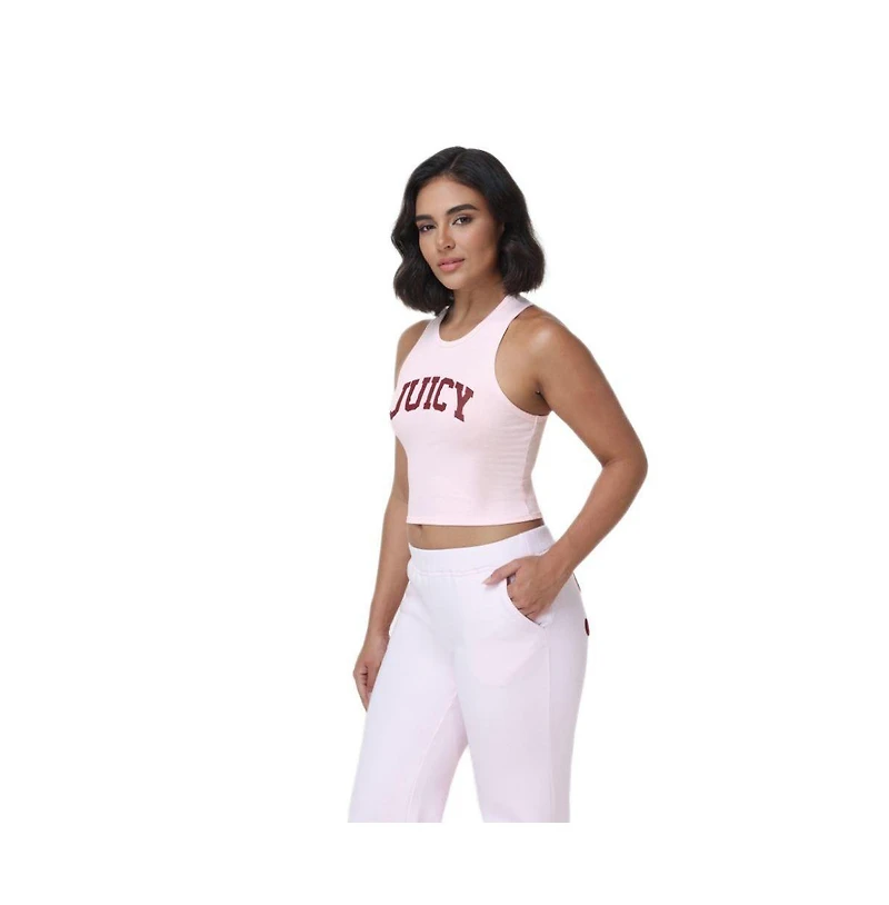 Juicy Couture Women's High Neck Crop Tank, Soft glow