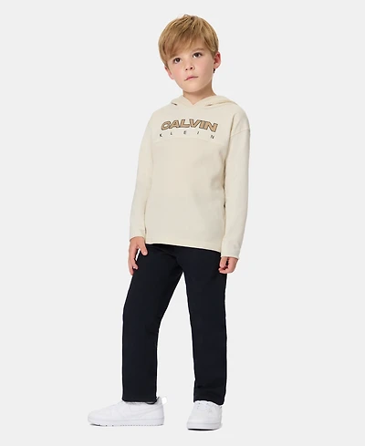 Calvin Klein Boys' 2T-7 Long-Sleeve T-Hoodie and Pants, 2-Piece Set