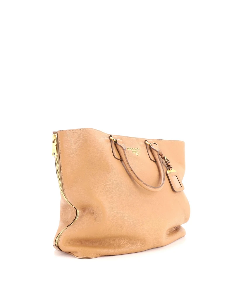 Pre-Owned Prada Large Side Zip Convertible Tote Vitello Daino