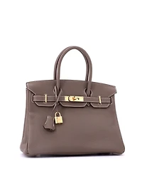 Pre-Owned HERMES Birkin 30 Handbag Clemence with Gold Hardware