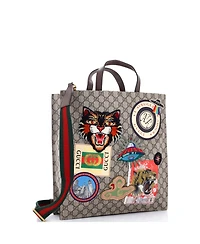 Pre-Owned Gucci North South Courrier Convertible Soft Open Tote Gg Coated Canvas with Applique
