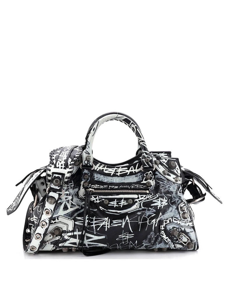 Pre-Owned Balenciaga Medium Neo Cagole Graffiti City Bag Leather