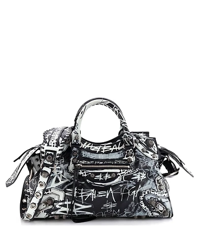 Pre-Owned Balenciaga Medium Neo Cagole Graffiti City Bag Leather