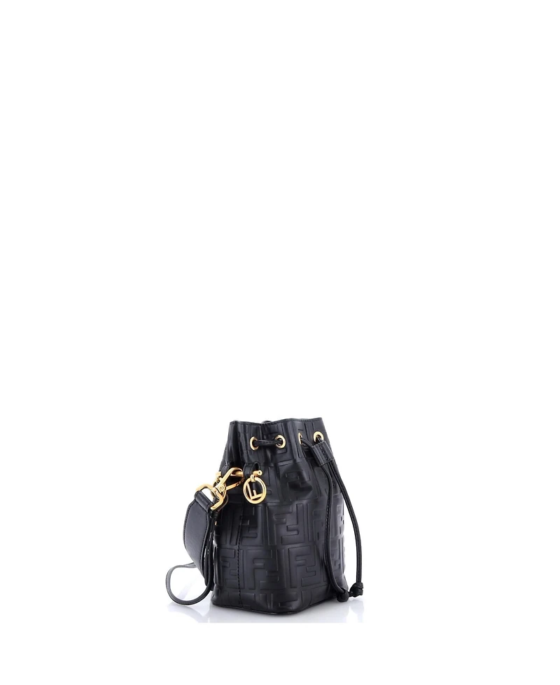 Pre-Owned Fendi Mini Mon Tresor Bucket Bag Zucca Embossed Leather