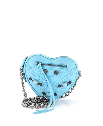 Pre-Owned Balenciaga Mini Le Cagole Giant Studs Heart Chain Bag Leather