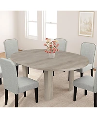 Gaomon Space-Saving Extendable Round to Oval Dining Table Seats 4-6, Convertible Mdf Table with Built-In Leaf Storage for Apartment Home Office