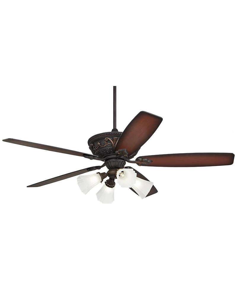 Casa Vieja 60" Montego Industrial Rustic Indoor Ceiling Fan Led Light Frosted Glass for Living Kitchen Home