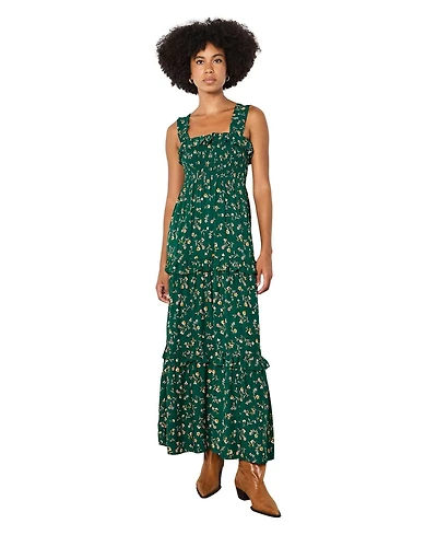 Apricot Women's Ditsy-Floral Tiered-Ruffle Smocked Maxi Dress