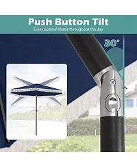 Gouun 10 Feet Solar Patio Umbrella with 24 Led Lights and Tassel Accent for Yard