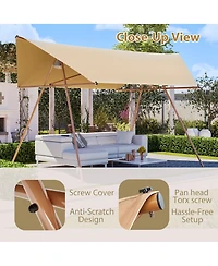 Asagikoiai Hexagonal Shade Outdoor Sail Canopy, Patio Uv Block Sun Shade Tent with Poles