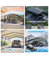 Asagikoiai 13x20 Feet Heavy-Duty Metal Carport with Reinforced Steel Roof for Car and Outdoor Storage