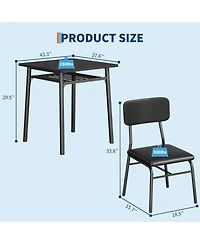 homfan Dining Table Set for 2 - 3-Piece Small Kitchen with Storage Rack, Space-Saving Square Apartment