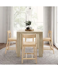 Plank+Beam Modern Counter High Table, Wirebrush + 4 Chairs
