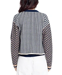 Central Park West Women's Marlo Mixed Check Plaid Long-Sleeve Cardigan