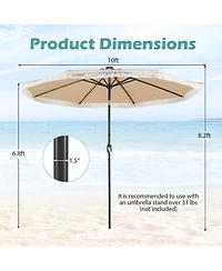 Gouun Solar Patio Umbrella with 24 Led Lights and Tassel for Yard