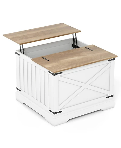 Sugift Farmhouse Lift Top Table with Hidden Storage Compartment