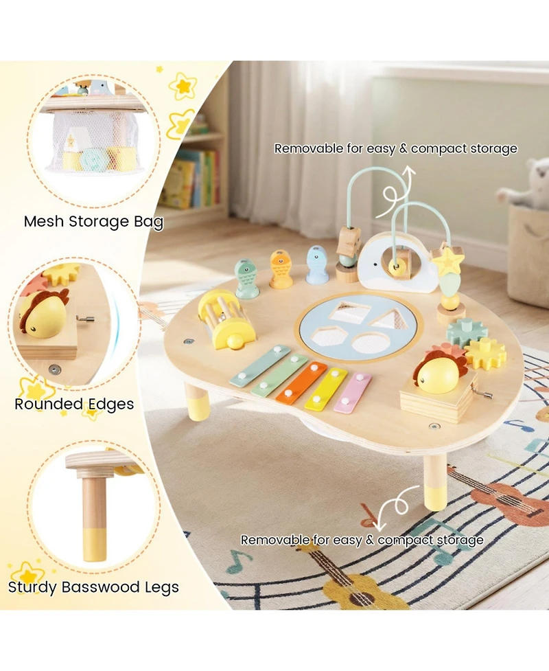 Hongge 7-in-1 Wooden Activity Table, Ages 12 Months+