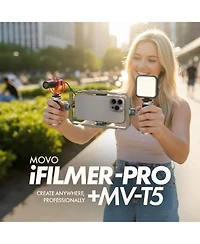 Movo iFilmer-pro Dual Grip Smartphone Rig with VXR10 Shotgun Microphone for iPhone and Android