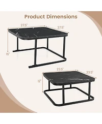 Sugift Set of 2 Nesting Coffee Tables with Faux Marble Top and Metal Frame