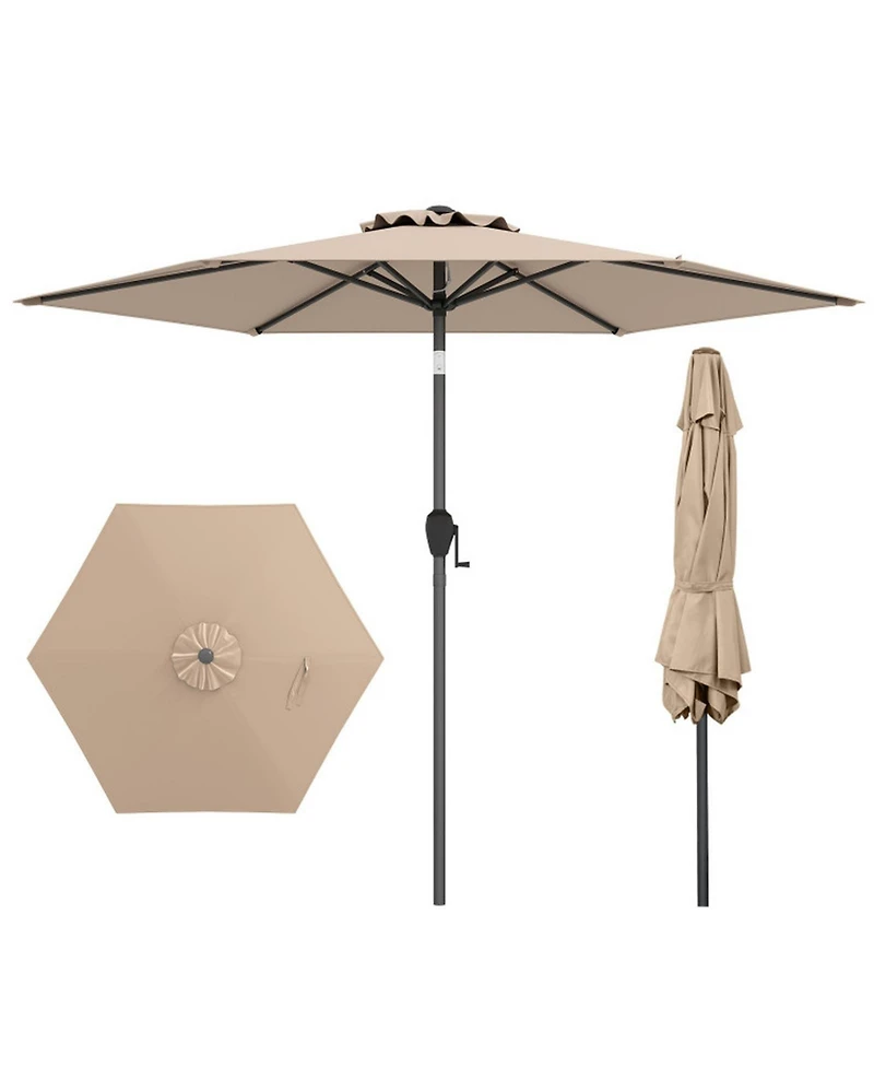 Gouun 7.5 Feet Heavy Duty Outdoor Patio Market Umbrella with Push Button Tilt