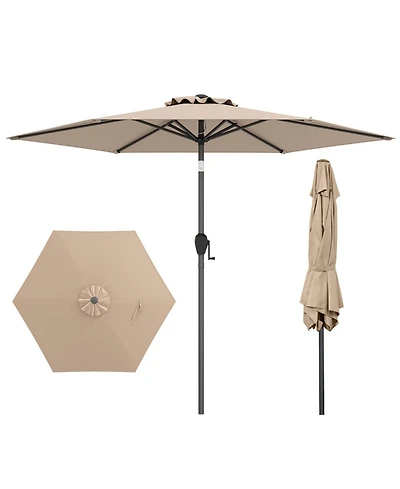 Gouun 7.5 Feet Heavy Duty Outdoor Patio Market Umbrella with Push Button Tilt