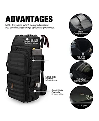 Piscifun 75L Molle Hiking Backpack With Rain Cover Hydration Compartment For Camping Travel