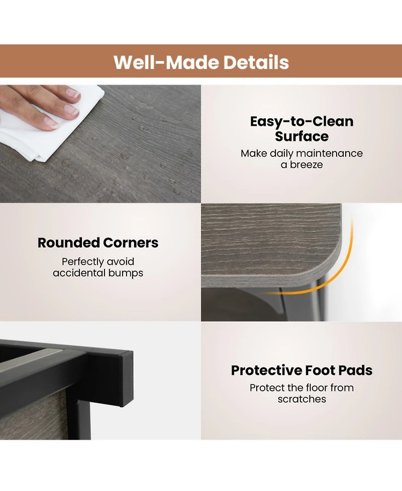 Sugift 2-Tier Center Table with Storage Shelf and X Frame
